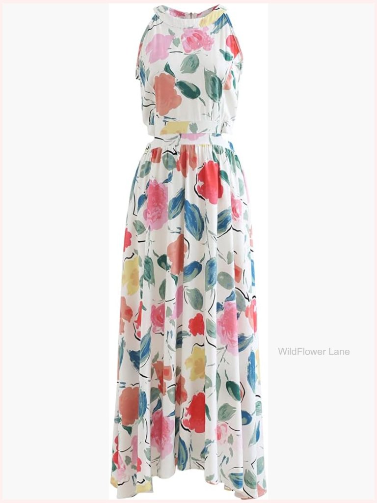 Halter Neck Sleeveless Maxi Dress With Cutout Back